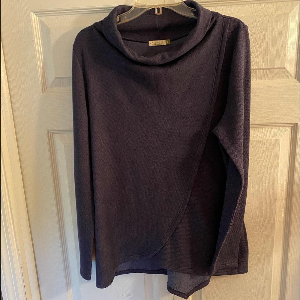 Chalet Top, Made in the USA.  Size: Medium. Length: 28”.  Cowl Neck. Long Sleeve